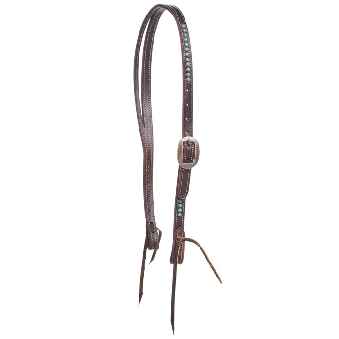 3/4 Inch Copper Patina Spots Slit Ear Headstall