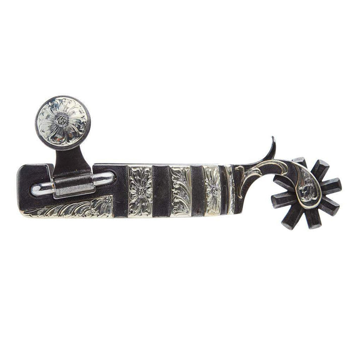 Brandon Anthony Bit & Spur Co. 7/8 Inch Silver Bar Men's Spurs with Chap Guard
