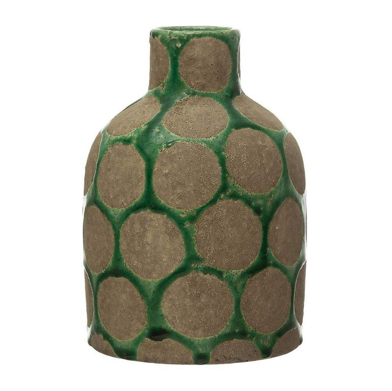 Creative Co-Op Terracotta Vase with Waz Relief Dots