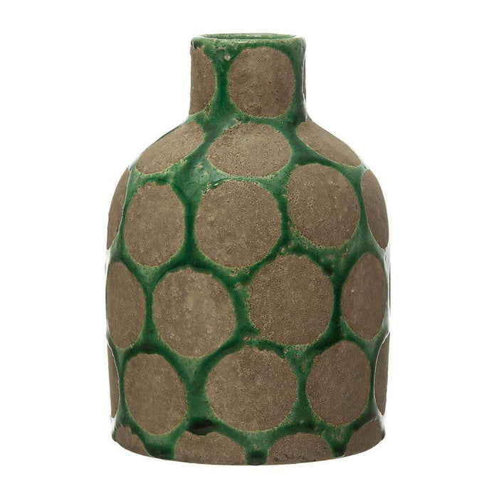 Creative Co-Op Terracotta Vase with Waz Relief Dots