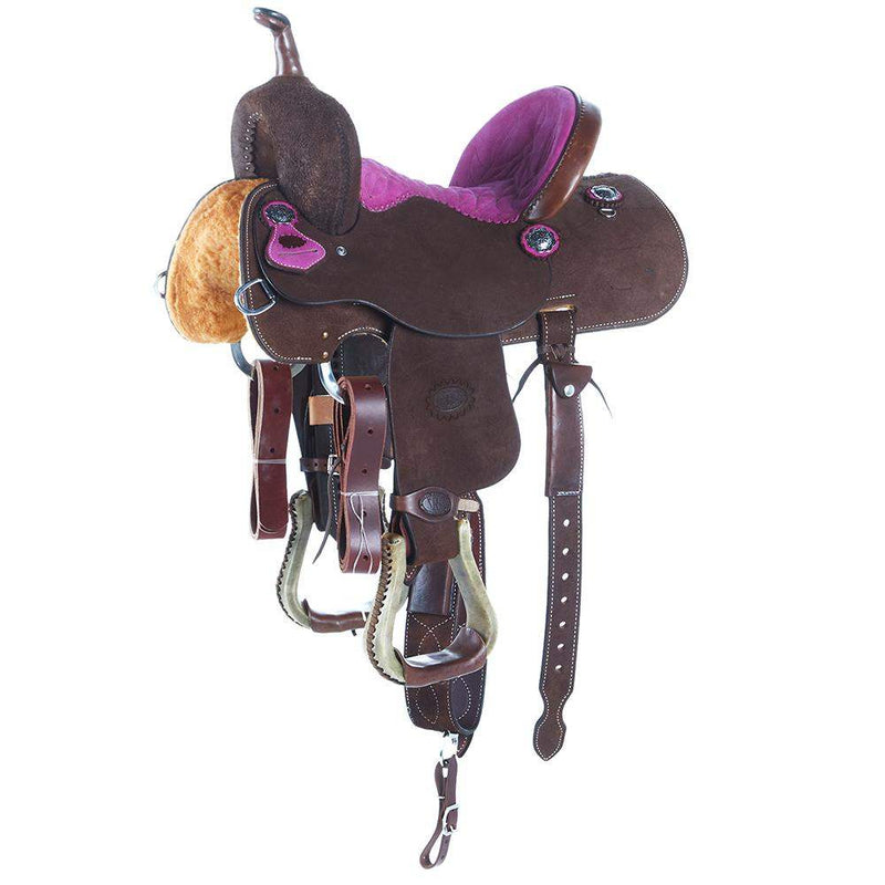 Nrs Competitors Chocolate Roughout Pink Suede 12 1/2 Inch Barrel Saddle