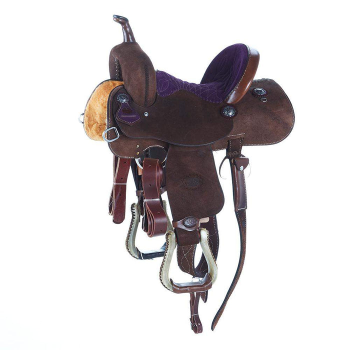 Nrs Competitors Chocolate Roughout Purple Suede 12 1/2 Inch Barrel Saddle
