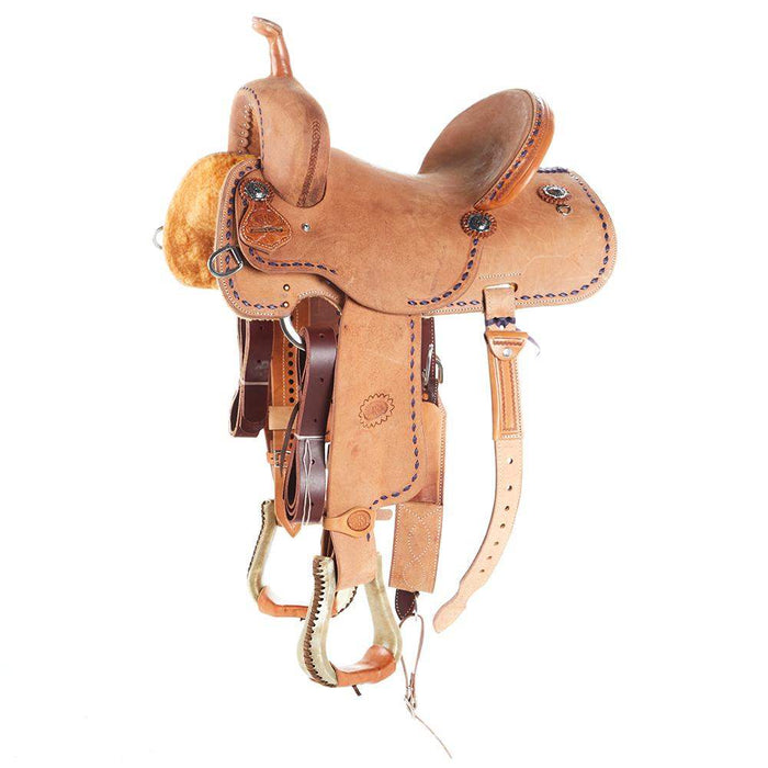 Nrs Competitors Natural Roughout Purple Buckstitch 13 Inch Barrel Saddle