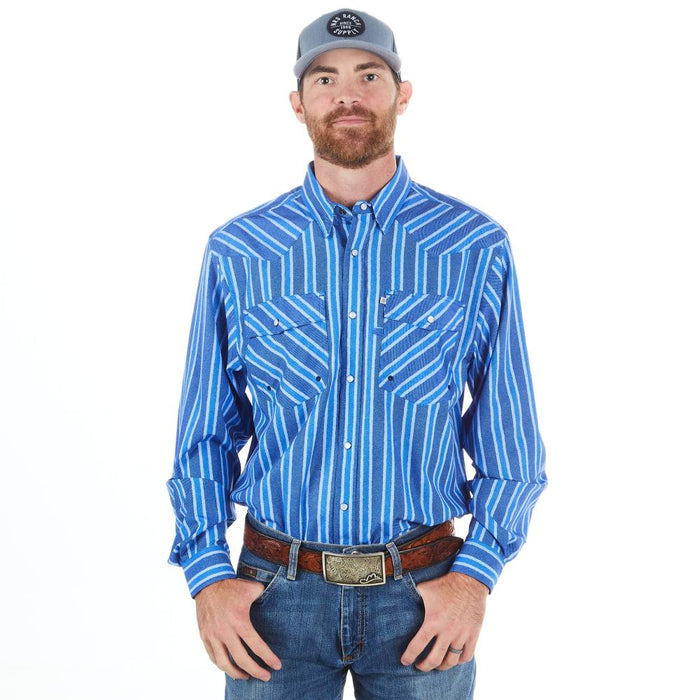 Men's Stripe Retro Denim Snap Shirt