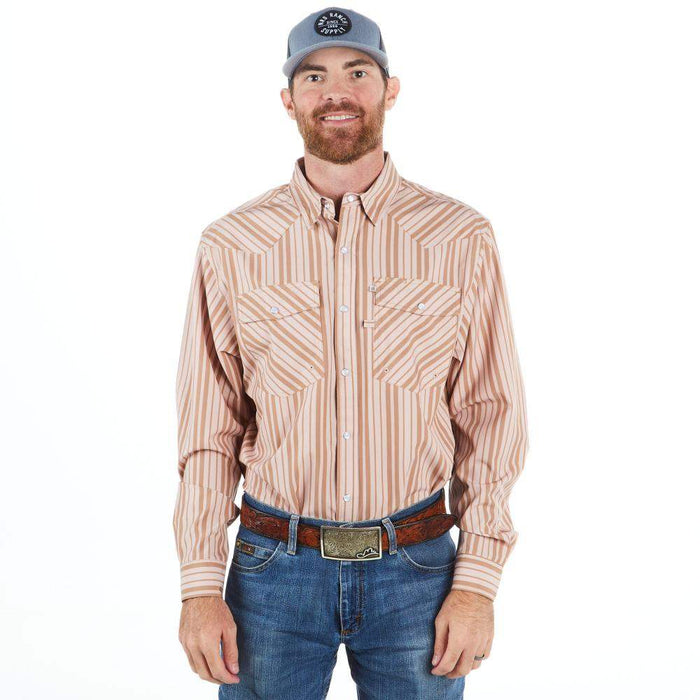 Brandcowboy Sand Hill Ranch Men's Stripe Muted Brown Snap Shirt