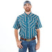 Men's Stripe Retro Turquoise Snap Shirt