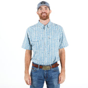 Men's Textured Blue Stripe Snap Shirt
