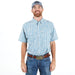 Men's Textured Blue Stripe Snap Shirt