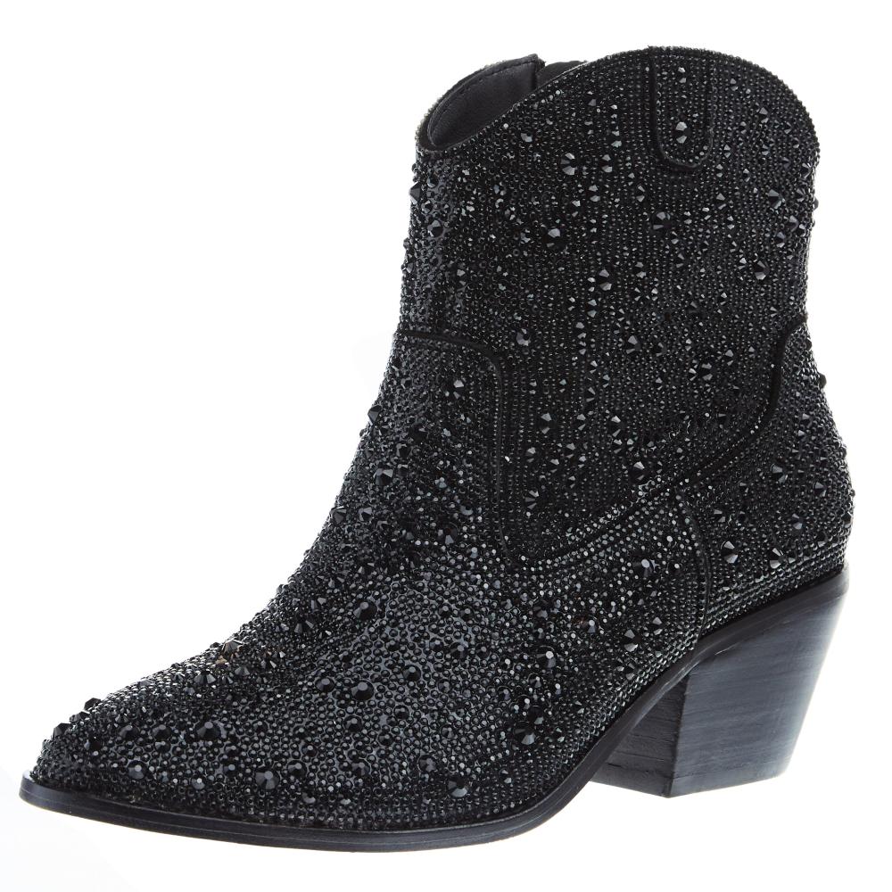 Corkys Footwear Women's Corky Black Rhinestone Shine Bright Bootie