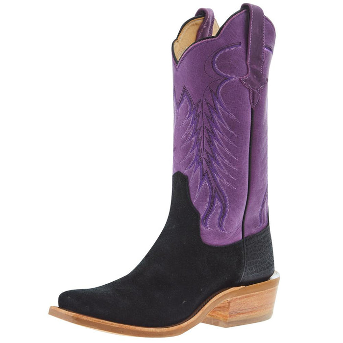 Womens Black Wyoming Reverse 12 In Violet Buffamonte Top Cowgirl Boot