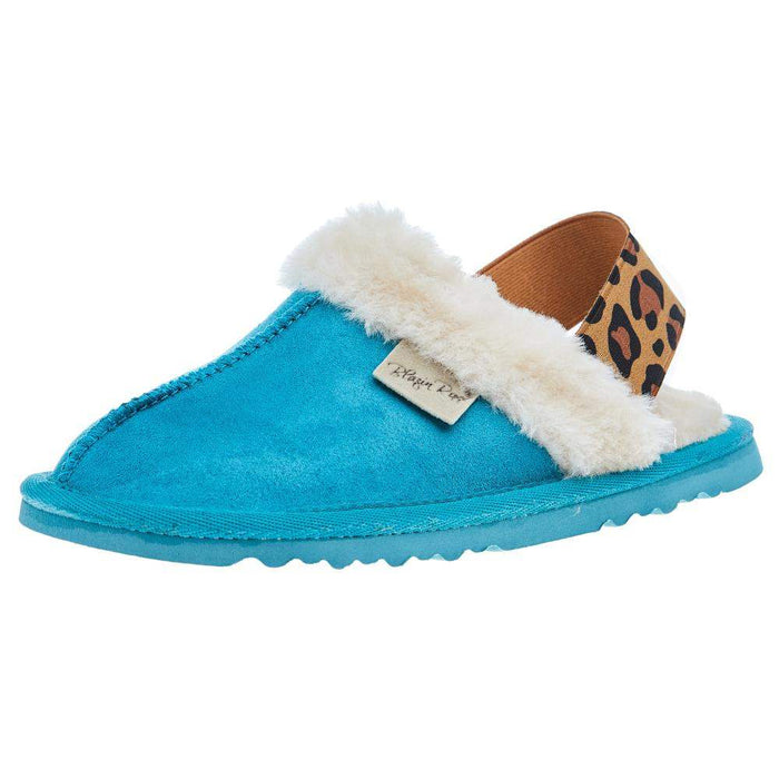 Girls Youth Blazin Sydney Fur Lined Turquoise SlipOn Houseshoes