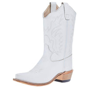 Old West Youth All Over White Almond Toe Cowboy Boot