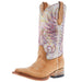 Kids Tan/White Embroidery Square Toe Boot