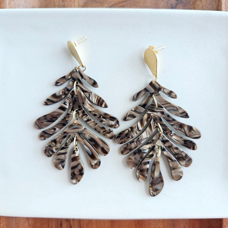 Palm Brown Shimmer Earrings
