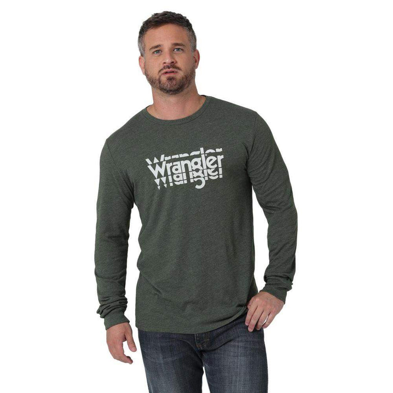 Wrangler Men's Gray Logo Long Sleeve T-Shirt