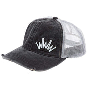 Light Distressed Black and Grey Mesh Back Cap