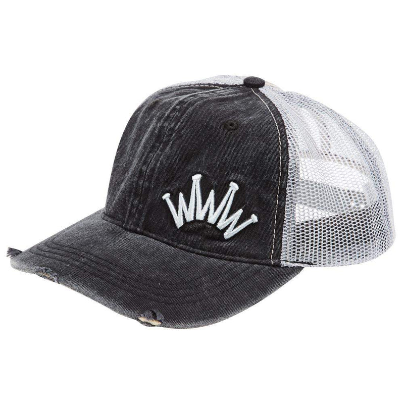 Light Distressed Black and Grey Mesh Back Cap