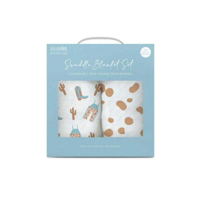 Jujube Howdy Partner Blue Swaddle Blanket Set