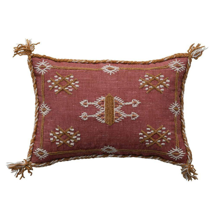 Embroidered Accent Pillow with Tassels