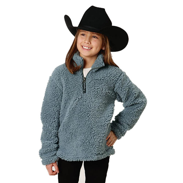 Girl's Solid Steel Blue Polar Fleece