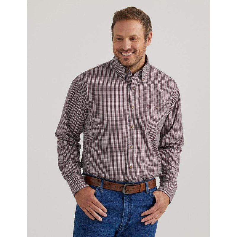 Wrangler Men's Classic Red Plaid Button Down Shirt