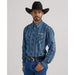 Wrangler Men's Western Logo Blue Plaid Button Down