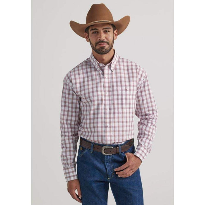 Wrangler Men's George Strait Red Plaid Button Down Shirt