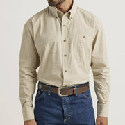 Men's George Strait Tan Plaid Button Down Shirt
