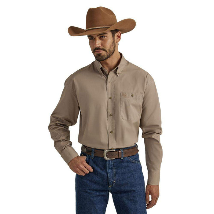 Wrangler Men's George Strait Sand Beige Button Down Shirt