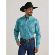 Men's George Strait Teal Plaid Button Down Shirt