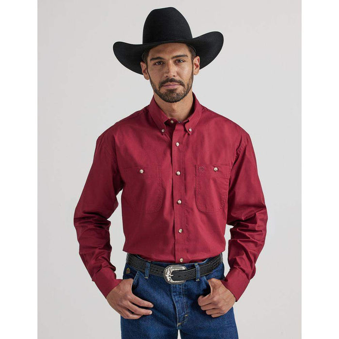 Wrangler Men's George Strait Red Button Down Shirt