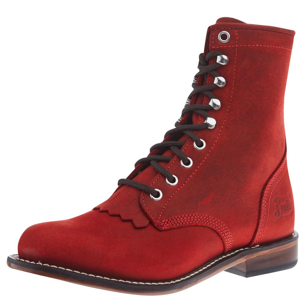 Justin Boot Company Women's Mckean Red Lace-Up Roper