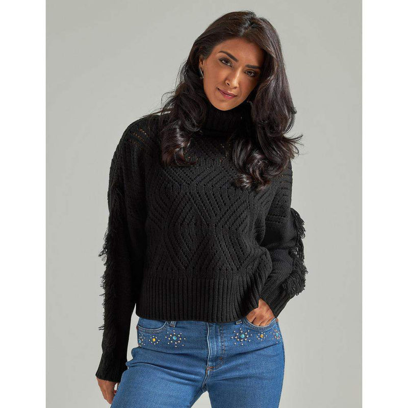 Wrangler Retro Women's Fringe Sleeve Turtleneck Sweater