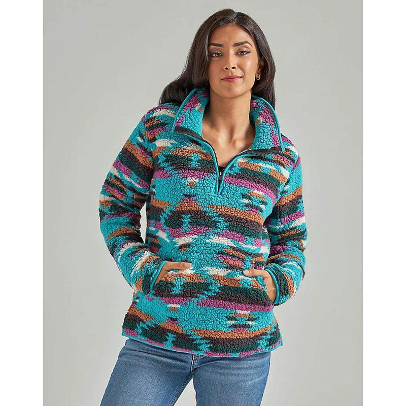 Retro Women's Quarter Zip Sherpa Pullover