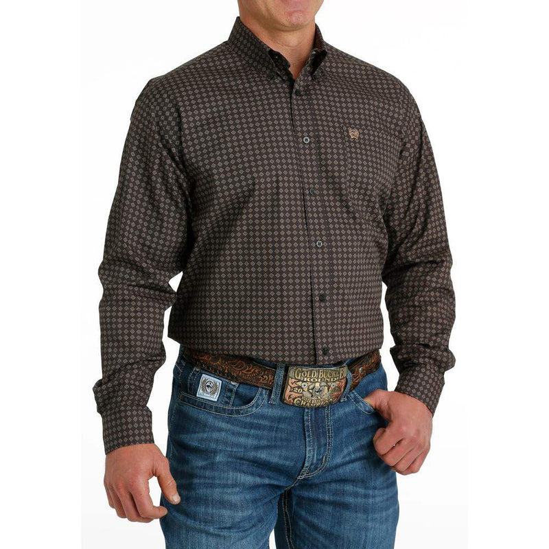 Cinch Men's Diamond Print Button Down Shirt