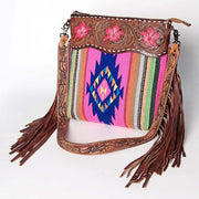 American Darling Pink Saddle Blanket Tooled Leather Bag