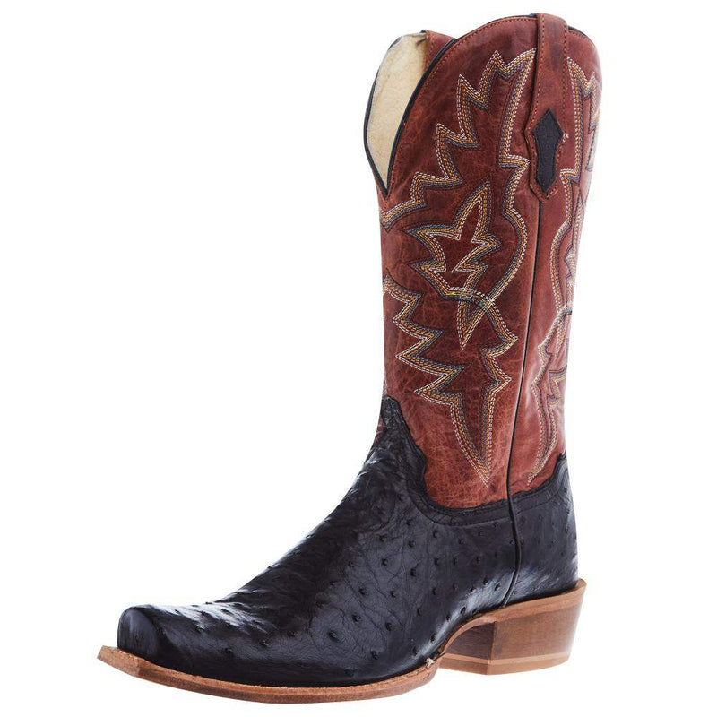 Men's Arena Rylen Black Full Quill Ostrich 13in Cognac Top