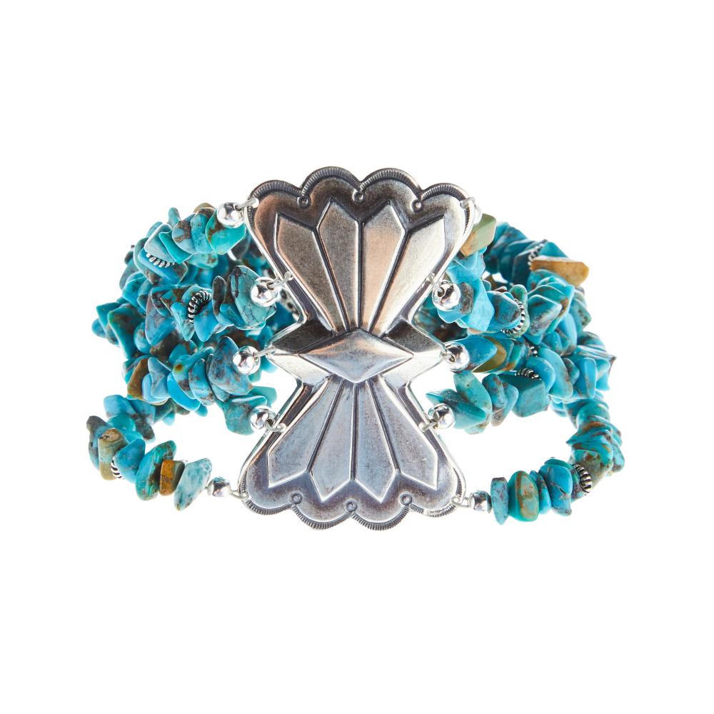 Broche Magnétique Western 30 Mm – Simili Turquoise Et Argent – Clever Adornments
