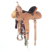 Competitor Series Natural Roughout Barrel Saddle with Suede Seat