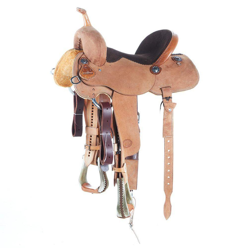 Competitor Series Natural Roughout Barrel Saddle with Suede Seat