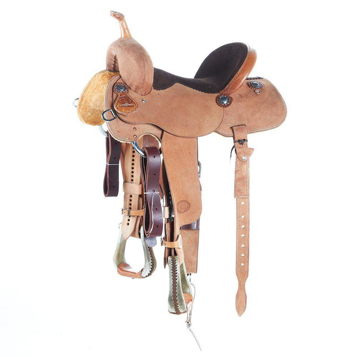 Competitor Series Natural Roughout Barrel Saddle with Suede Seat