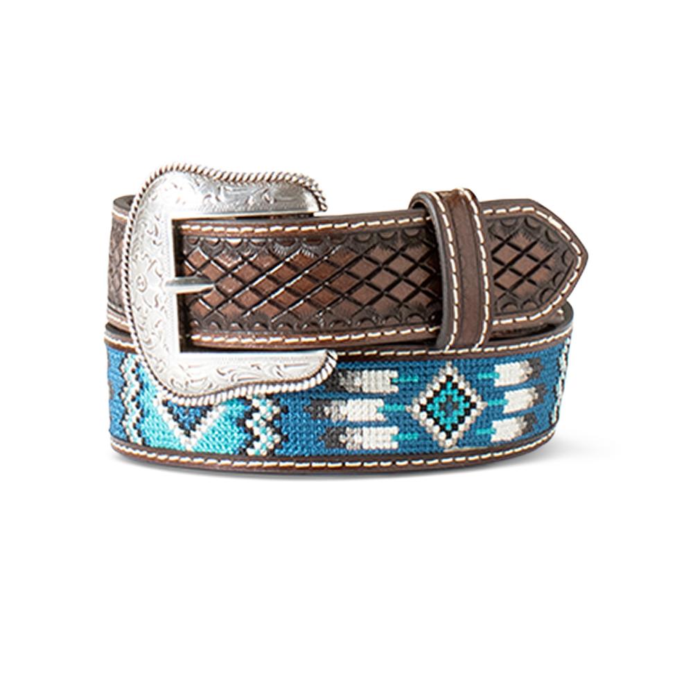 Ariat Men's Turquoise Inlay Western Belt - Genuine Leather With Removable Buckle
