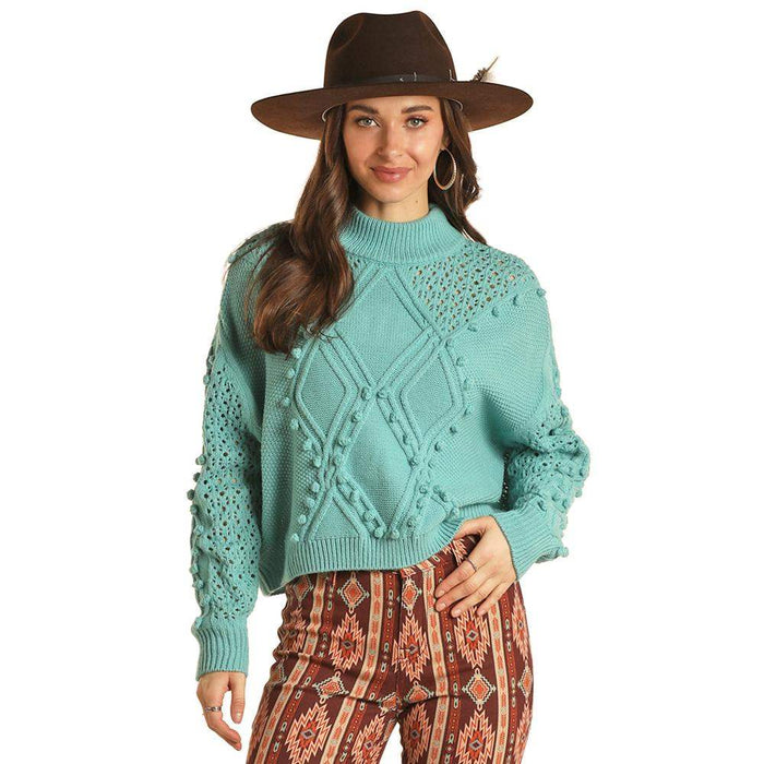 Rock & Roll Denim Women's Turquoise Knots Sweater