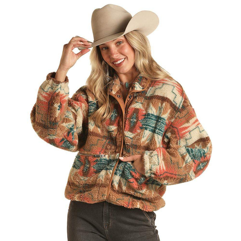 Rock & Roll Denim Women's Printed Sherpa Jacket