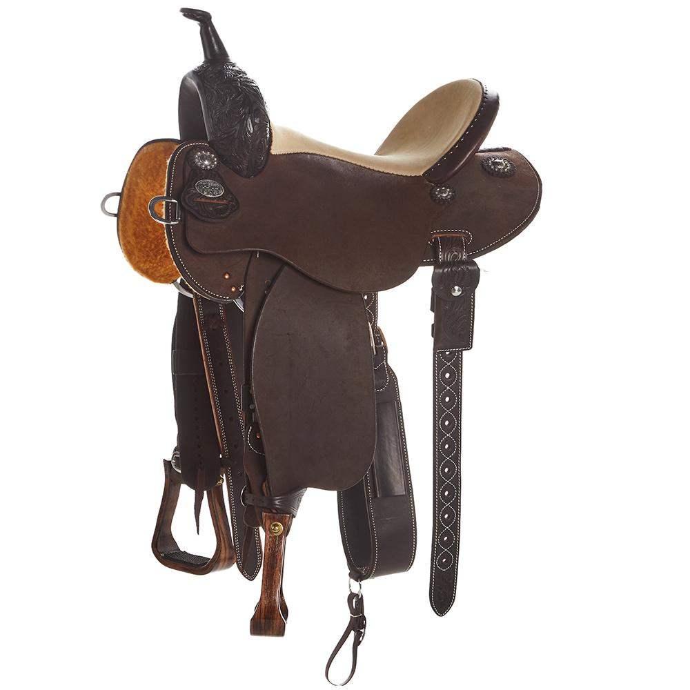 Martin Saddlery 14in Chocolate 1/8 Breed Sunflower BTR Barrel Saddle