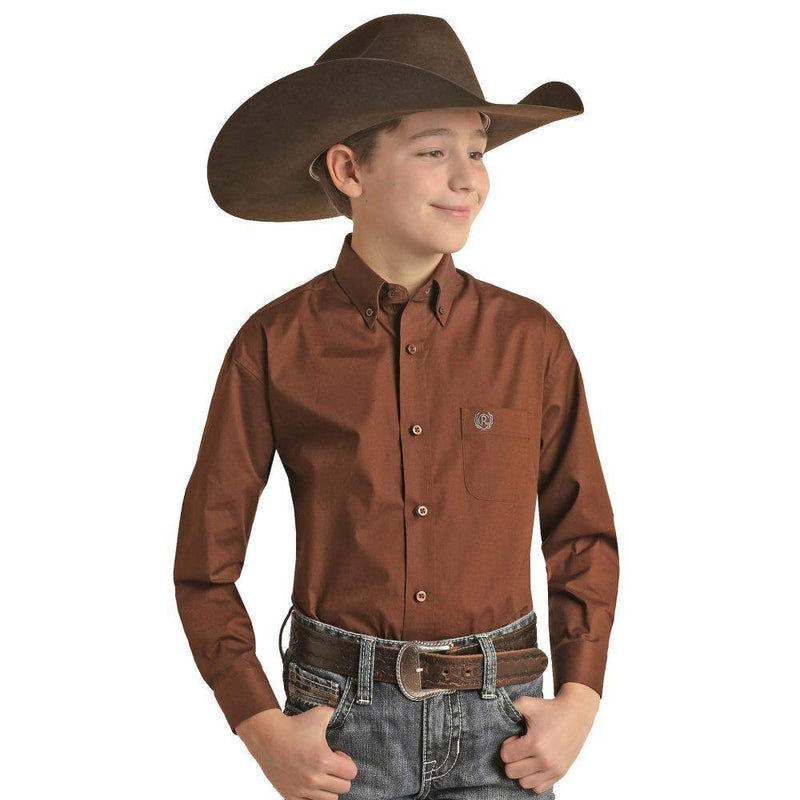 Panhandle Boy's Solid Button Down Shirt