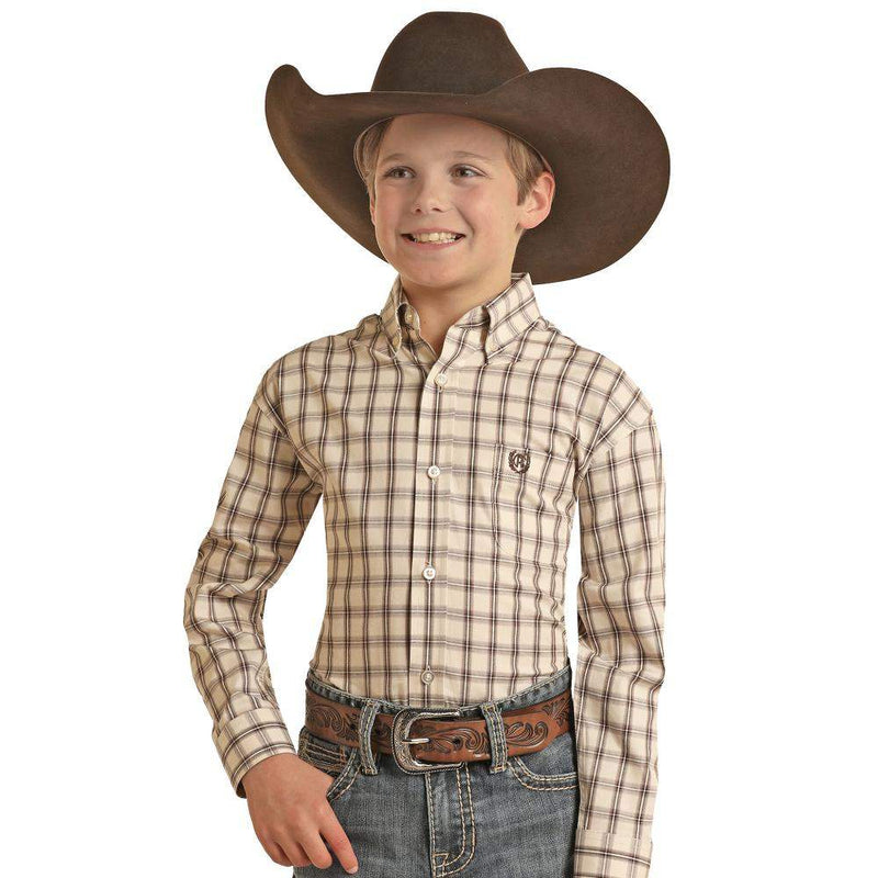 Boy's Checker Print Button Down Shirt
