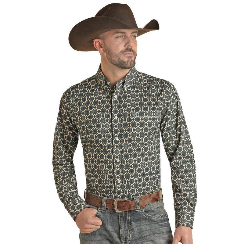 Men's Medallion Print Button Down Shirt