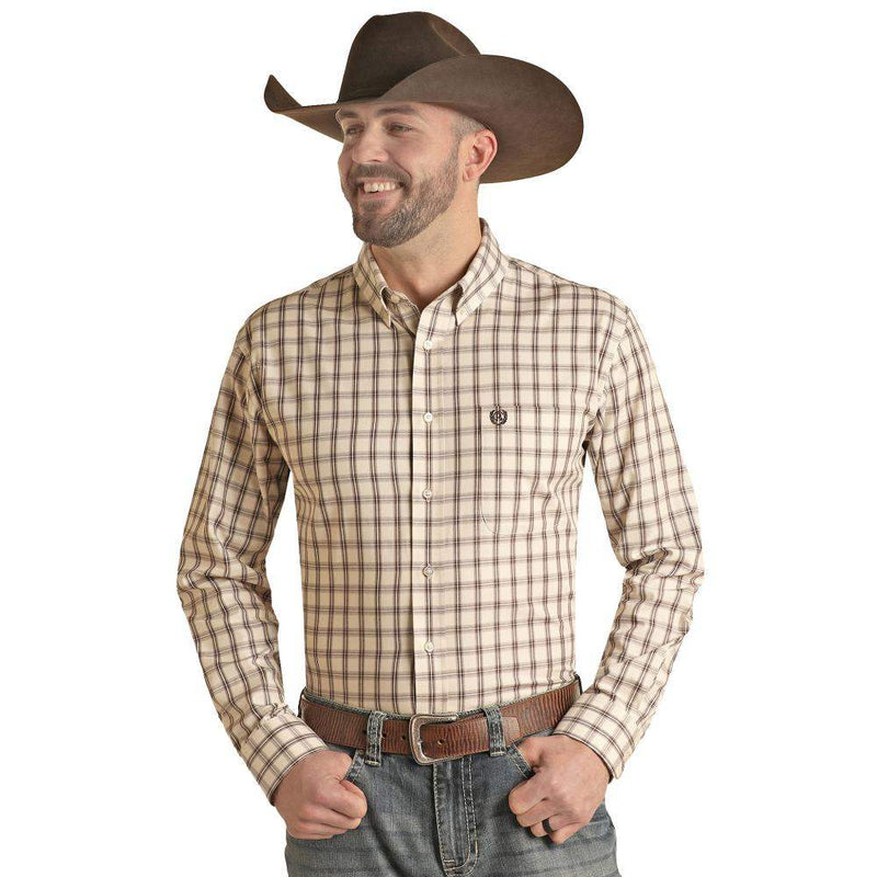 Panhandle Men's Checker Print Button Down Shirt
