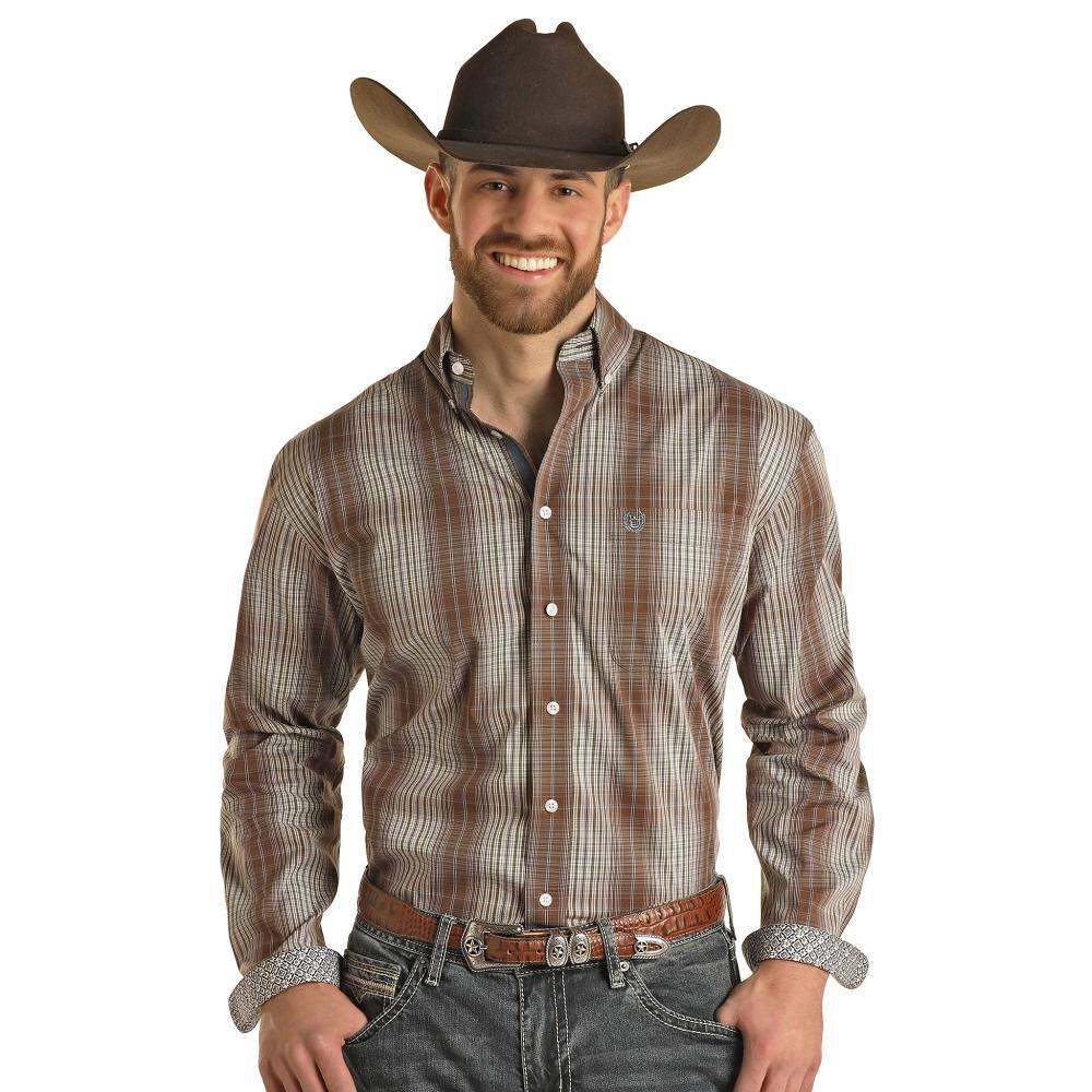 Panhandle Men's Brown Button Down Shirt — NRS